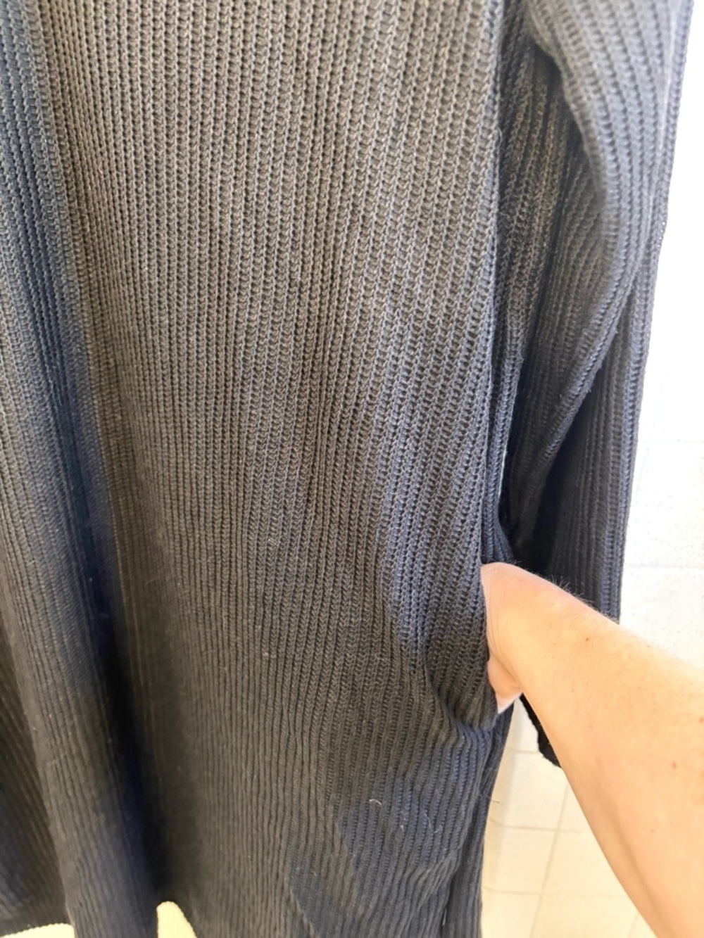 Black Travel Dress Long Sleeve Size Large Oversized Ribbed Heavy Knit Pockets - Picture 4 of 11